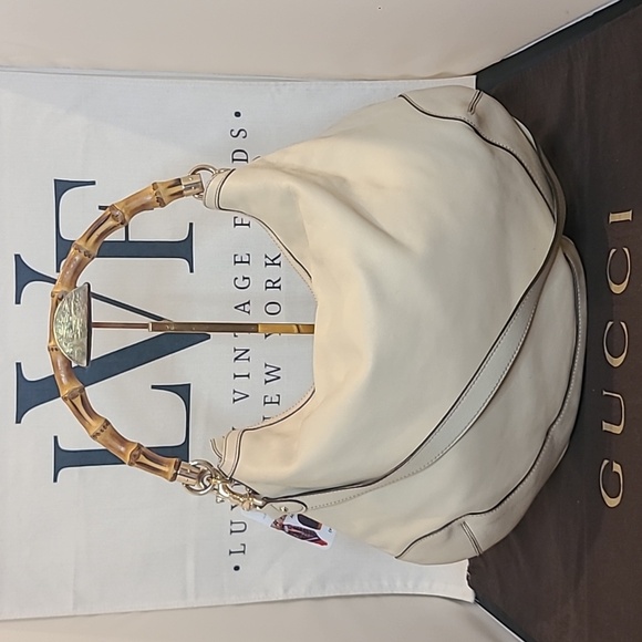 Gucci Vintage 2000's calf skin leather/Bamboo 2-Way Handbag excellent condition - Picture 1 of 17